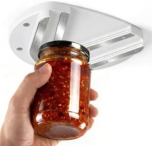 Mount-on Cabinet Jar Opener for Weak Hands,Seniors with Arthritis,Double U Shaped Grooves Grip Bottle Opener for Any Size Lid,304 Stainless Steel One-Handed Can Opener Tool for Home Assistance,White