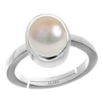 Clara Pearl Moti 8.3cts or 9.25ratti Stone Silver Adjustable Ring for Men