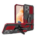 Vaku Luxos® Vanguard Military Grade Armor Back Cover Case for Redmi Note 12 Pro 5G with Metal Kickstand Shockproof Protective Cell Phone TPU Case- Red