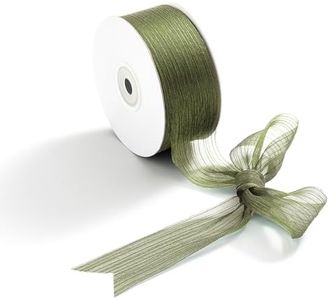 CHUQING Gift Ribbon Old Green Wide, Wedding Ribbon, 1.5 inch x 25 Yard, Olive Green Chiffon Ribbon, Decorative Ribbon for Gift Wrapping, Bouquets