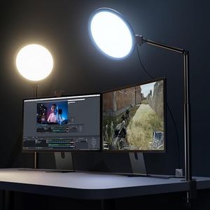 Pikengenus 10.2" Desk Ring Light with Stand for Zoom Meetings, Key Light with Stand, 360° Rotate & Flexible Height Video Conference Light, Adjust Arm Desk Lamp Zoom Light for Home Office
