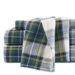 Comfort Spaces Cotton Flannel Breathable Warm Deep Pocket Sheets with Pillow Case Bedding, King, Green Plaid Scottish Plaid 4 Piece