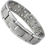 LUXAR Men's Titanium Magnetic Linked Bracelet | Double Magnet Strength with Powerful Rare-Earth Neodymium Magnets (Brushed Titanium)