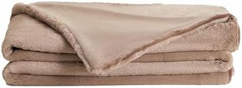 UnHide Lil’ Marsh - Faux Fur Blanket - Durable, Lightweight, Extra Soft Blanket - Machine Washable - Mocha Shar Pei, Medium (60" x 80")