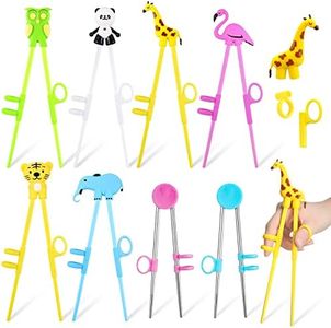 8 Pairs Kids Training Chopsticks Learning Chopstick Helper Children's Learning Chopstick with Auxiliary Device Trainer Chopstick Set Cute Animals Chopsticks for Children Beginners Adults