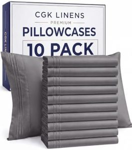 King Pillow Cases Set of 10 - Ultra Soft Hotel Quality Pillowcase Covers - Comfy. Cozy & Wrinkle Free - Shrink, Stain and Fade Resistant - Machine Washable Pillow Protectors - 10 Piece Set - Dark Grey