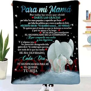Manta de Franela para mi Mamá,Manta para Mi Mamá Desde Hija Carta,Suave Cama Manta de Correo,Letras en Español Manta Personalizado Regalos de Cumpleaños Navidad,A Mi Madre Manta1,150*220CM