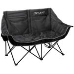 REALEAD Double Camping Chair - Oversized Loveseat Camping Chairs for Adults - 2 Person Camping Chairs Support 650 lbs - Folding Camping Loveseat Chair with Cooler Bags for Outdoor Sports - Black