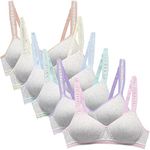 Happy Cherry 6 Pack Teens Training Bras for Girls Adjustable Cotton Bra with Padded Lightly Soft Cup Wireless Training Bra