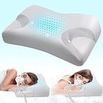 IKSTAR Newest Cooling CPAP Pillow for Side Sleepers, Sleep Apnea Pillow for CPAP User - Reduce Air Leak, Hose Tangle, Mask Pressure, Memory Foam Neck Support Nasal Pillow Side, Back, Stomach Sleeper