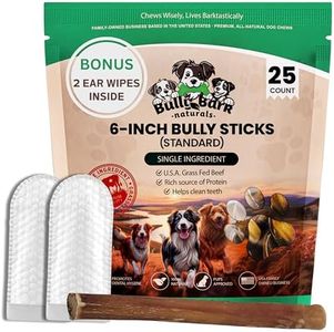 Standard 6” Bully Sticks for Dogs - 25 Count - 100% Natural, Odor Free, High Protein, Grass-Fed Beef Pizzle Sticks for Dogs - Fully Digestible, Rawhide Puppy Bully Sticks for Medium & Large Dog