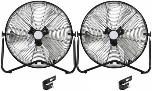 BILT HARD 20" High Velocity Floor Fan, 4600 CFM 3-Speed Industrial Shop Fan with Wall-Mounting System, Heavy Duty Metal Fan for Garage Workshop and Warehouse, 2 Pack