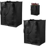 Leogony 2PCS Wine Bottle Carrier 6 Bottles, Champagne Storage Bag, Black Reusable Felt Gift Bags (31 X 25 X 18cm)