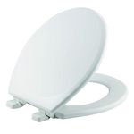 Mayfair 843SLOW 000 Lannon Slow-Close Toilet Seat, Removable Enameled Wood Toilet Seat That Will Never Loosen, White, 1 Pack Round