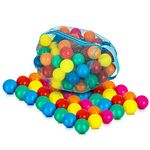 Hillington Multicoloured Soft Play Ball Set with Handy Mesh Net Carry Bag - Features Bright and Exciting 6cm Balls in an Assortment of Colours Perfect for Ball Pit (100)