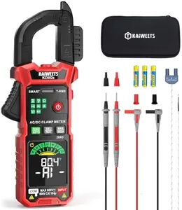 KAIWEETS Smart Digital Clamp Meter, 2025 New AI Auto Ranging Multimeter with D-Shaped Jaw, NCV, Inrush, Automatic Measure AC DC Voltage/Current, Continuity, Temperature, Resistance, Capacitance, Diode