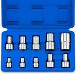 Neiko 02473A External Torx Plus Socket Set,10 Piece | 1/4-Inch EP6 - EP8, 3/8-Inch EP10 - EP16, 1/2-Inch Square Drive EP18 and EP24 | CR-V Steel