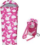 Kids Sleeping Bags - Camping Sleeping Bags with Carry Bag - Compact Sleeping Bag for Hiking, Backpacking 3 Season Warm & Cool Weather, Lightweight Waterproof Outdoor Travel for Boys Girls (Pink)