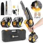 CONENTOOL Mini Chainsaw Cordless 8 Inch, Electric Chainsaw Brushless with 2 Batteries 4.0Ah, Battery Chainsaw with Oiler System and Security Lock for Wood Cutting Tree Trimming Gardening