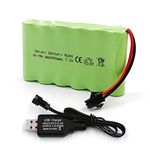 Gecoty® 7.2 V NI-MH Battery Pack, 2400 mAh Rechargeable AA RC Car Battery, 7.2 V Battery with Charging Cable, SM Plug for Remote Controlled Trucks, Lighting, Power Tools