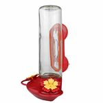 Perky Pet 455-2 Window Mounted 14 oz Glass Hummingbird Feeder, Red