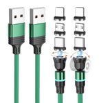 Magnetic Charging Cable 2 Pack 360°& 180° Magnetic Charger 3-in-1 Magnetic Phone Charger Cable USB C Charging Cable for iPhone/Samsung/Micro USB Devices (3.3ft*2)