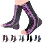 Doc Miller - Ankle Brace for Sprained Ankles, Achilles Tendonitis, Compression Support Sleeves for Women & Men, Best Brace for Pain Relief, Stability & Plantar Fasciitis Sock, 1 Pair, Pink, Medium