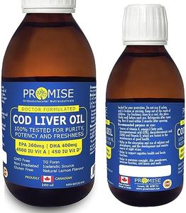 200ml (6.8oz) Cod Liver Oil, 100% Tested for Purity, Potency and Freshness, EPA 360mg | DHA 400mg 4500 IU Vit A | 450 IU Vit D3, Made in Canada