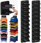 Flizubat Spring-Loaded Hat Organizer for Baseball Caps (2 Pack) – Holds 20 Caps, Quick Insert & Smooth Release with Secure Hold, Wall Mount for Closet or Door with Adhesive & Screws – Black