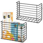 mDesign Steel Metal Wire Wall Mount Kitchen Storage Organizer Basket - Cabinet Door Holder Bins for Bags, Tin Foil, Wax Paper, Cling Wrap - Concerto Collection - 2 Pack - Black