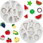 MATIN IMPEX Mini Fruit Candy Molds Strawberry Cake Decorating Mold Watermelon Banana Chocolate Silicone Molds for Cake Decorating Candy Chocolate Gum Paste Polymer Clay Set of 2