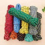 ABlue Clipper Heavy Duty Laundry Drying Clothesline 20 Meters Rope Portable Travel Nylon Cord Sturdy Clothes Line For Outdoor, Camping, Indoor, Crafting, Art Projects, Random Colour