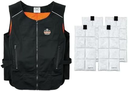 Ergodyne Cooling Vest with 4 Ice Packs, Lightweight, Quick Recharge Cooling, Chill Its 6260 Black, Small/Medium