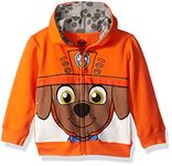 Paw Patrol Boys Character Big Face Zip-up Hoodies Hooded Sweatshirt, Zuma Orange, 4 Years