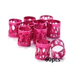 GOLD XIONG PADISHAN 60Pcs Hair Jewelry for Women Braids Accessories, Dreadlock Beads Rings Cuffs Clips, Hair Locs Metal Pink Color Rings Beads For Braids Decoration, Braid Jewelry For Box Braids