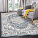 Mcadore Vintage Area Rug, 4x6 Washable Rugs for Living Room Bedroom Entryway Indoor Door mat, Distressed Boho Country Accent Rugs, Thin Low-Pile Floor Carpet for Kids Pet (Navy/Grey)