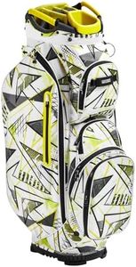 GEESEE 14-Way Golf Cart Bag with Full-Length Dividers, Golf Bag Featuring Cooler Pocket, Rain Hood, 9 Pockets & Padded Strap–Ideal Golf Club Organizer for Men & Women