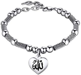 PROSTEEL Stainless Steel Bracelet Allah Heart Charm Muslim Holy Beads Islamic Jewelry Men Religious Islam Arabic Eid Ramadan