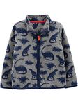 Simple Joys by Carter's Boys' Full-Zip Fleece Jacket, Grey Navy Dinosaur, 4 Years