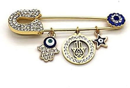 Evil Eye Pin, Muslim Islamic Turkish Rhinestone Evil Eye Brooch Amulet for Women and Baby, Metal, rhinestones