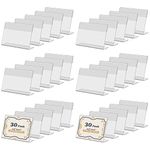 SIYOMG Mini Acrylic Sign Holder Horizontal, 30 PCS 3.5 x 2.5 Inch Sign Holder Clear Slanted L Shape Price Name Card Tag Label Counter Top Stand for School Office Supermarket Store