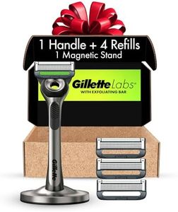 GilletteLabs with Exfoliating Bar by Gillette Razor for Men - 1 Handle, 4 Razor Blade Refills, Holiday Gifts for Men, Includes Premium Magnetic Stand