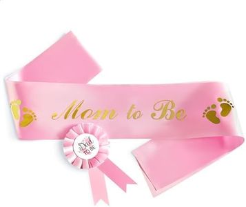 V TOWER Pink Baby Shower Mom to Be Sash Baby Shower - Baby Girl Gender Reveal Sash Pink Girl Baby Shower Mom Sash for Baby Shower Decorations - Baby Girl Pink Baby Shower Sash Daddy to Be Badge