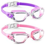 QALLY Kids-Goggles-Swimming Goggles Kids Swim: Anti Fog Kids Goggles with UV400 and No Leak for Child Teen 2 Packs Age 6-16