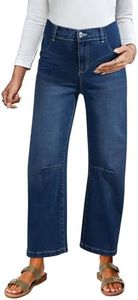 BLENCOT Womens Maternity Elastic Hight Waisted Wide Leg Jeans Pregnant Baggy Jeans Barrel Denim Trouser Pregnancy Pants P905 Blue 2XL