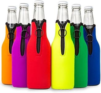 Play Platoon Beer Bottle Cooler Sleeves for Party - Collapsible Neoprene Insulators - Insulated Beer Bottle Sleeve with Zipper - Cozy Bottles Holder Fits Regular 12 oz Bottles - 6 Pack