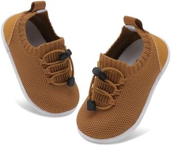 FEETCITY Baby Shoes Boys Girls First Walking Shoes Infant Crib Shoes Lightweight Slip On Shoes A Brown