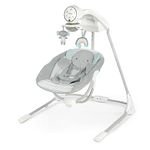 Ingenuity InLighten 5-Speed Baby Swing - Swivel Infant Seat, 5 Point Safety Harness, Nature Sounds, Lights - Van Elephant