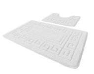 EDS New Greek Style 2 Piece Bath Mat Set Non-Slip 13 Colours (White)