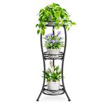 iDavosic.ly 3 Tier Tall Plant Stands Indoor Outdoor, Metal Corner Plant Stand Clearance, 34 Inch Single Flower Plant Pot Holder, Black